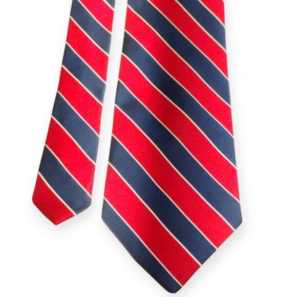 Nautica Red White Blue Diagonal Striped Silk Mens Neck Tie NWOT - Picture 1 of 4